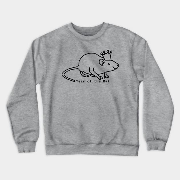 Year of the Rat with Crown Outline Crewneck Sweatshirt by ellenhenryart